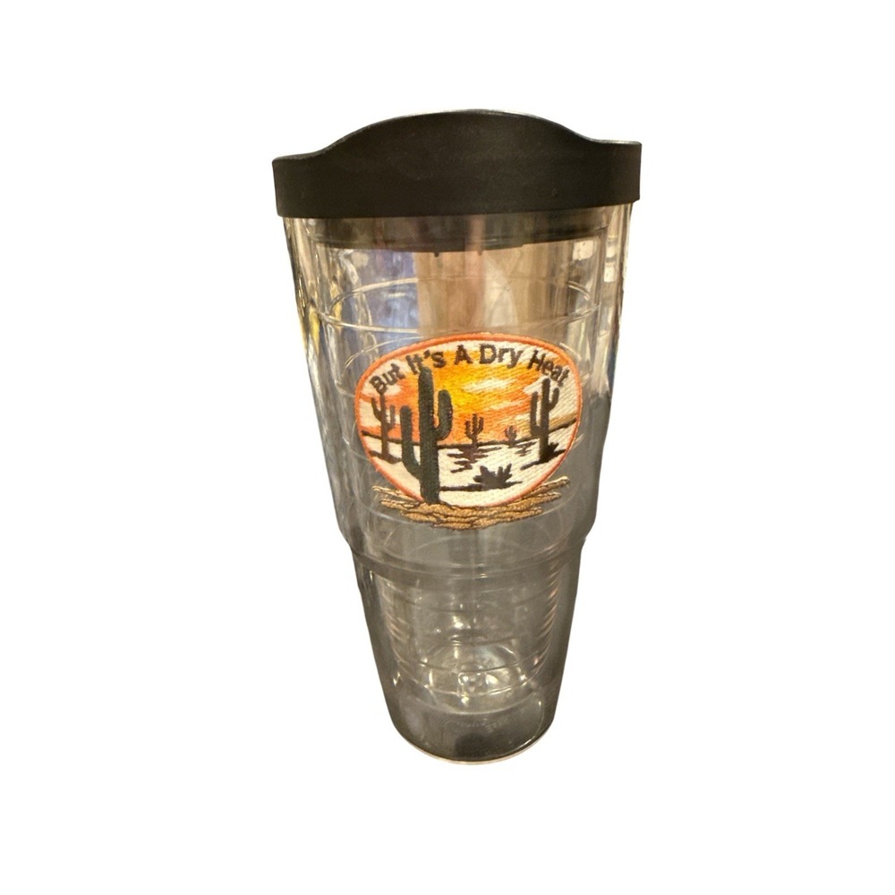 Tervis 24 oz tumbler "But It's A Dry Heat" embroidered desert emblem